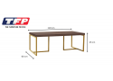 Rectangular Wooden Coffee Table with Gold Legs in Walnut Colour - Shaan